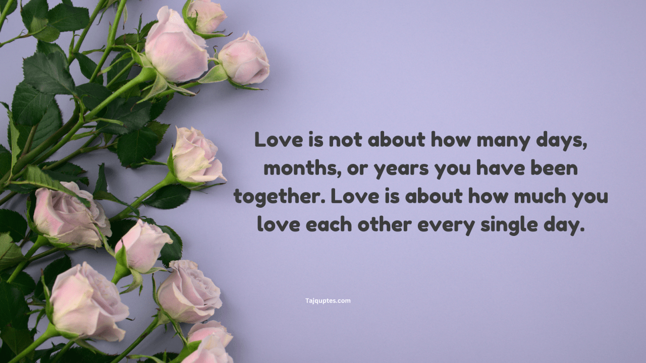 "Love is not about how many days, months, or years you have been together. Love is about how much you love each other every single day.