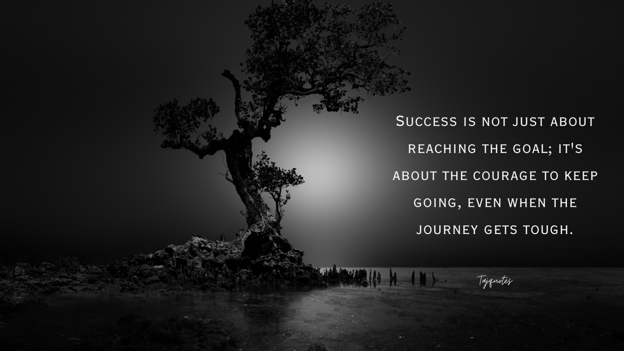 "Success is not just about reaching the goal; it's about the courage to keep going, even when the journey gets tough.